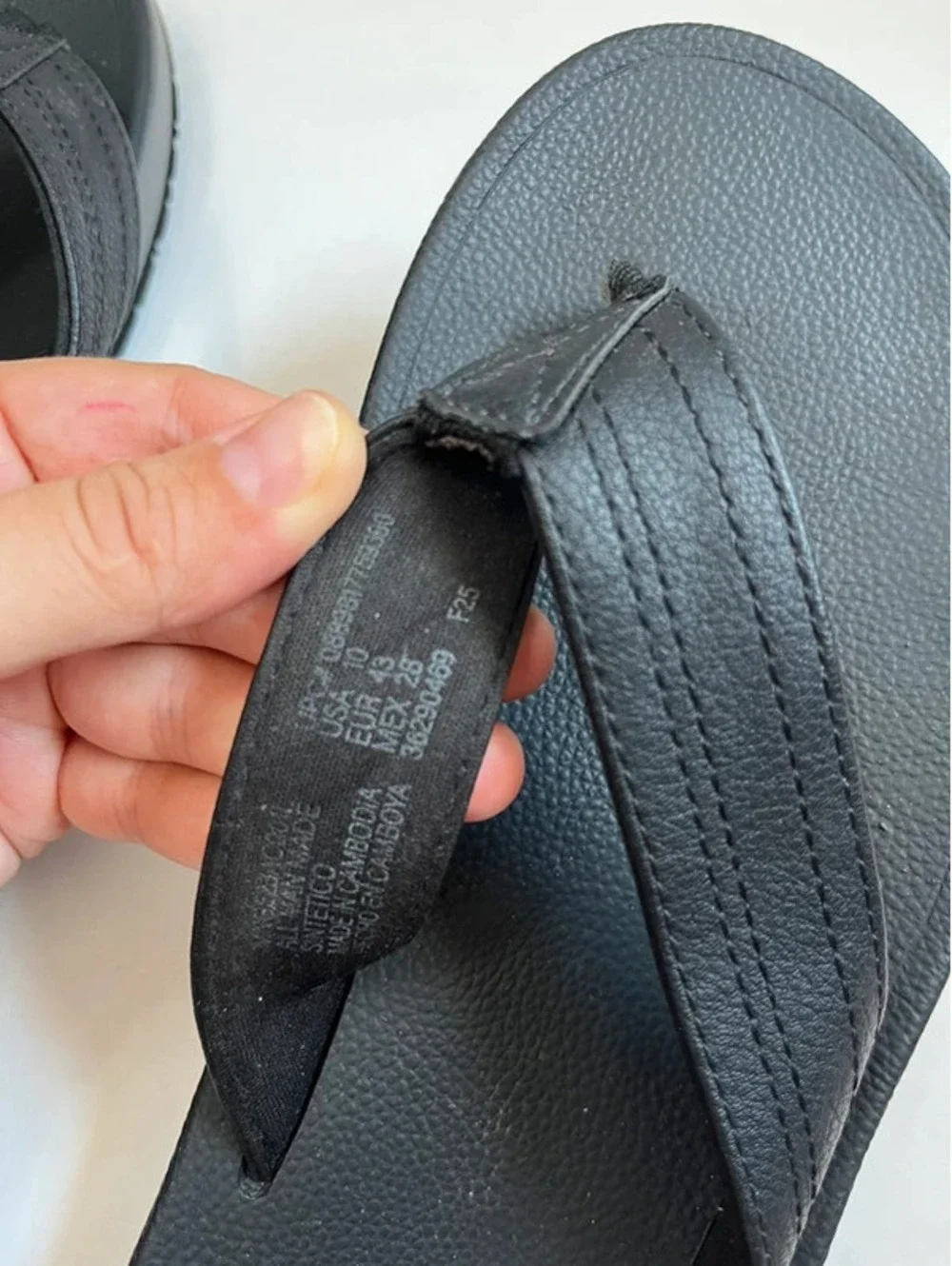 George Mens black flip flops, Men's Size 10 leather summer